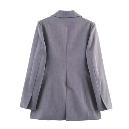 HH Frau Mode Vielseitige Lange Ärmel Zweireiher Tasche Dekoration Blazer + High Street Casual Pendeln Hose 2-teiliges Set