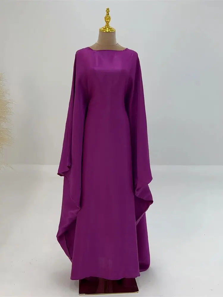 Ramadan Satin Abaya Islam Muslim Summer Batwing Sleeve Maxi Dress Kebaya Abayas For Women Kaftan Robe Musulmane Femme Vestidos