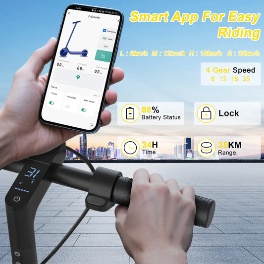 AOVOPRO LP10 500W Electric Scooter 42V 10.5Ah 35KM/H 35KM Long Range 10 Inch with Shock Absorption Smart Foldable EScooter.