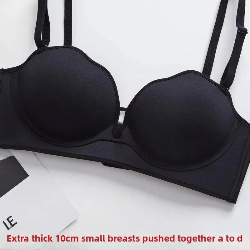 10cm Push Up Strapless Bra Extreme Lift for Small Bust Anti-Slip Silicone Grip Seamless Invisible Design Adhesive Free Plunge.