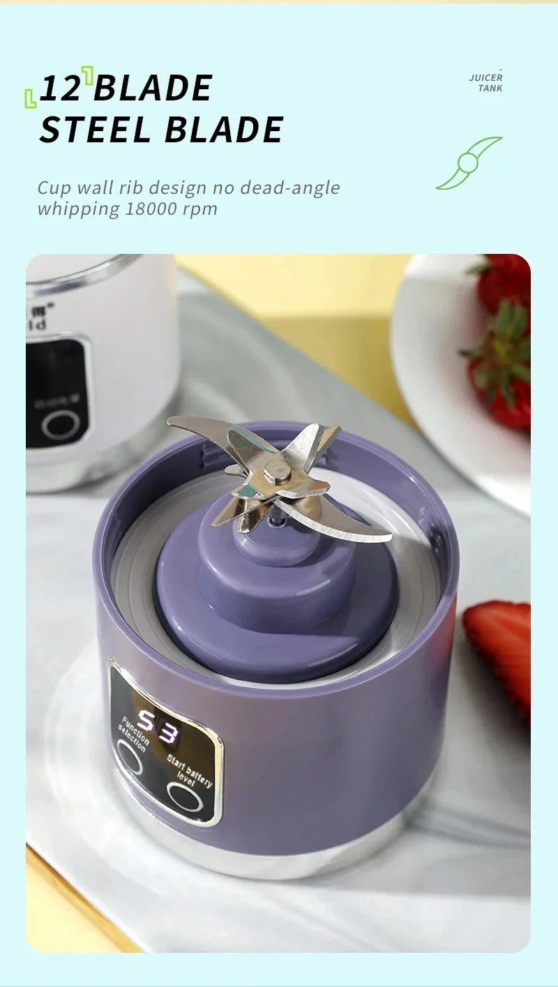 2025 New Household Charging MINI Crushed Ice Electric Juicer Powerful Motor 450ML Large Capacity Digital Display Juice Cup.