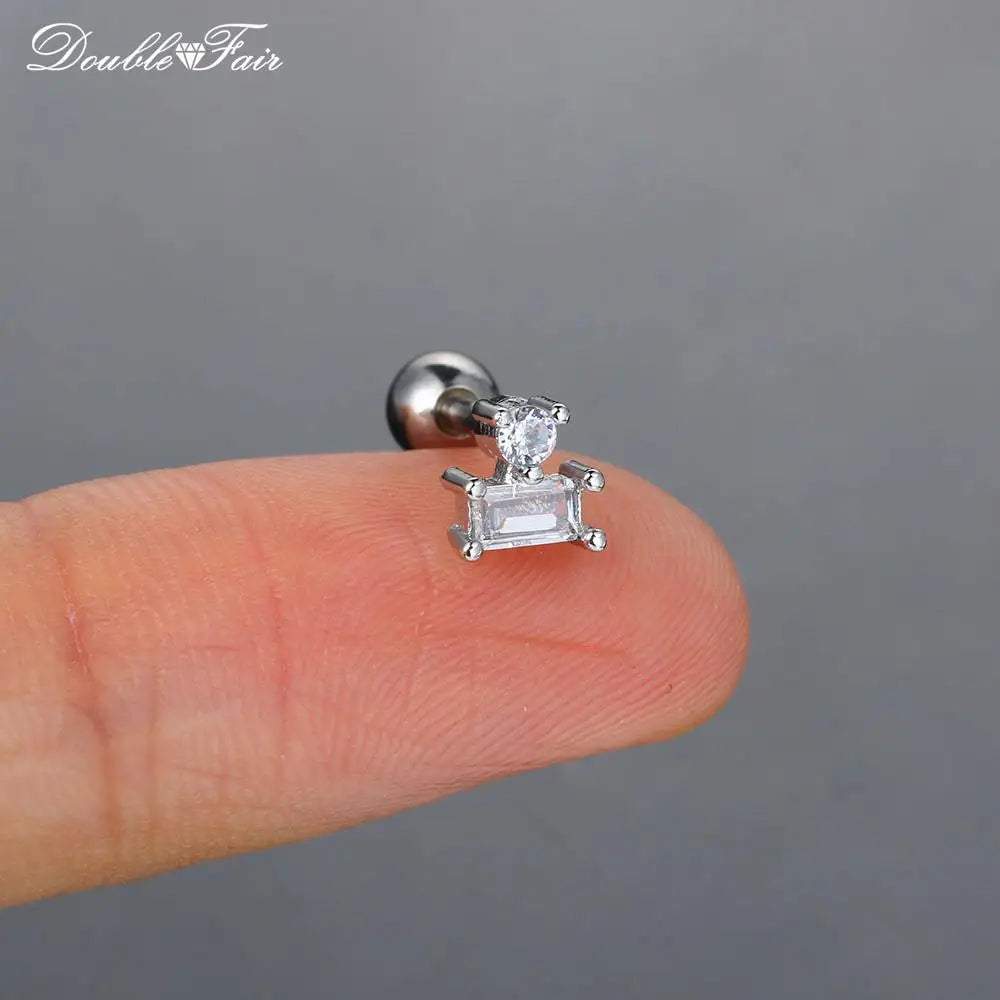 1pc Cartilage Tragus Helix Daith Crystal Ear Piercing Stud Earrings for Women Mini Screw Stainless Steel Stacking Ear Jewelry.