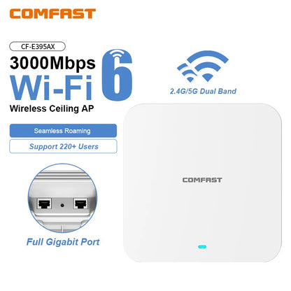 COMFAST WiFi6 Ceiling AP 3000M Gigabit POE RJ45 Wireless Indoor Access Point 2.4 5.8Ghz Wall Mounted WiFi Repeater Cover Roaming.