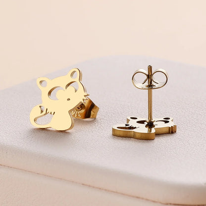 Stainless Steel Halloween Ghost Cat Stud Earrings For Women Girls Gold Color Waterproof Fashion Ear Party Jewelry Gift Wholesale.
