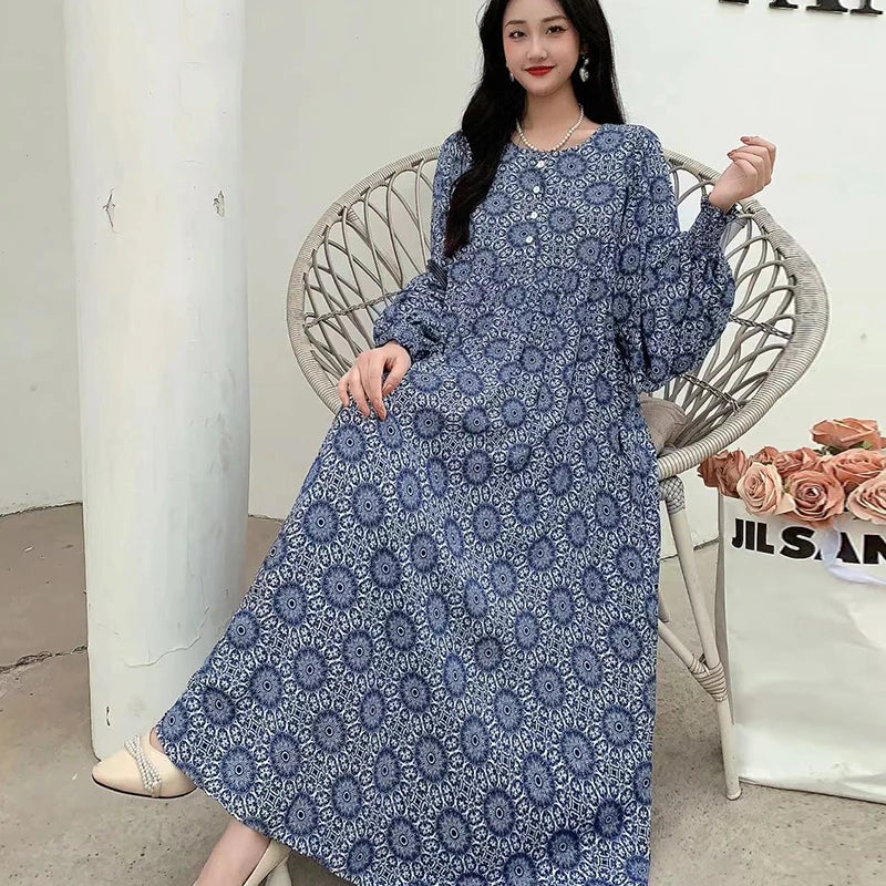 Kleid Frauen Kleidung plus Größe Frühling Sommer böhmischen Strand koreanischen Stil Blumen Vintage Vestidos Robe lose Kleider übergroß