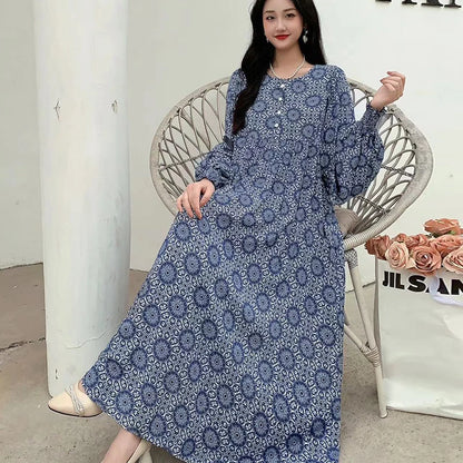 Kleid Frauen Kleidung plus Größe Frühling Sommer böhmischen Strand koreanischen Stil Blumen Vintage Vestidos Robe lose Kleider übergroß