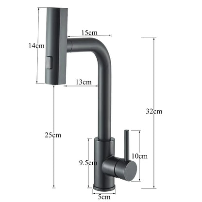 Brushed/Black Kitchen Faucet Pull Out Swivel Waterfall Sprayer Sink Mixer Faucet Brushed Nickel Faucet