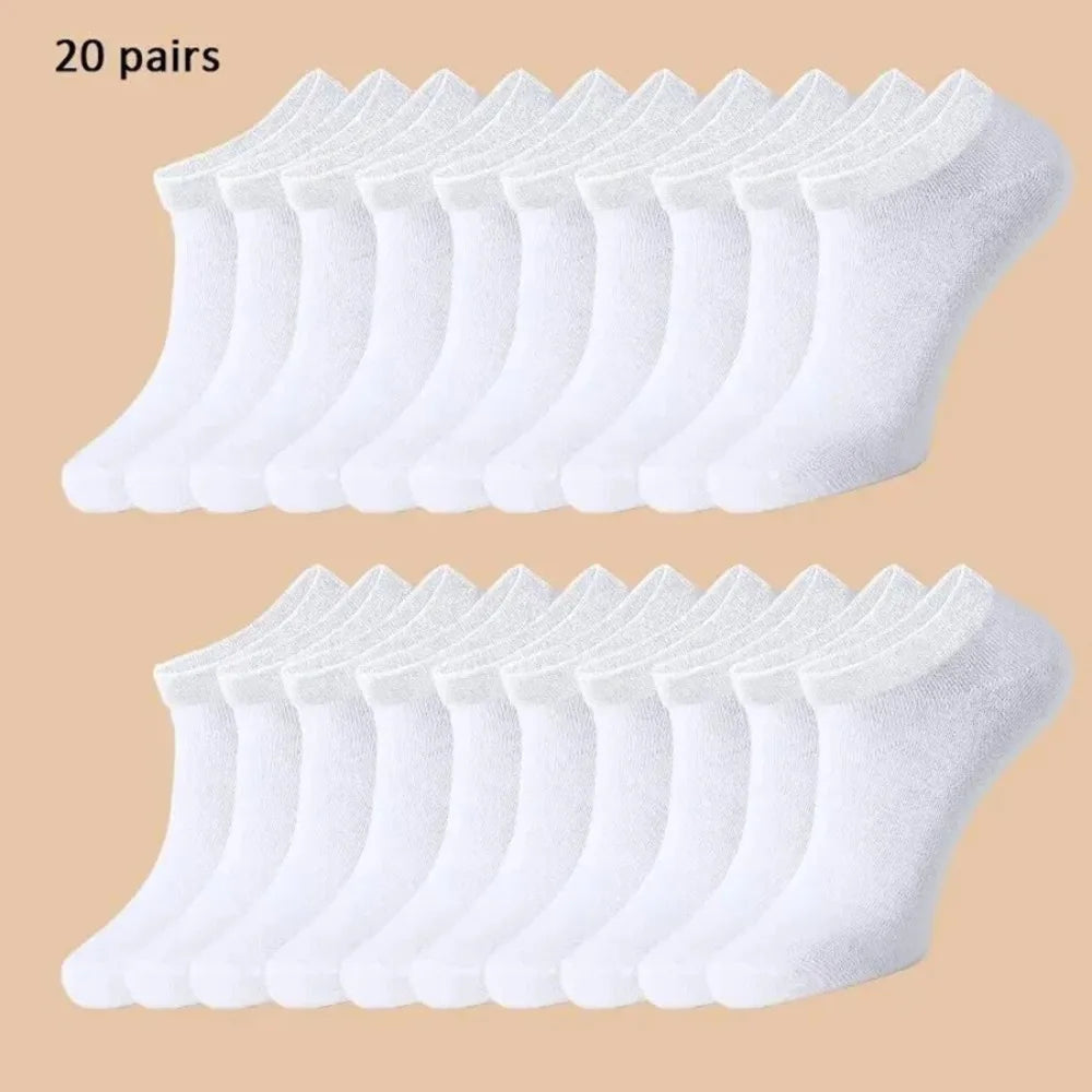 Unisex Casual Plain Color Boat Socks Thin Breathable Comfy Anti Odor Sweat-absorbing Ankle Socks For Men Women black,white,gray.