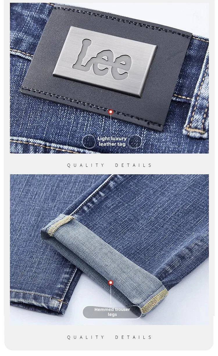 Lee Dex Jeans Men's Autumn/winter New Loose-fit Straight-leg Versatile Mid-age Men's Wear Business Casual Long Pants.