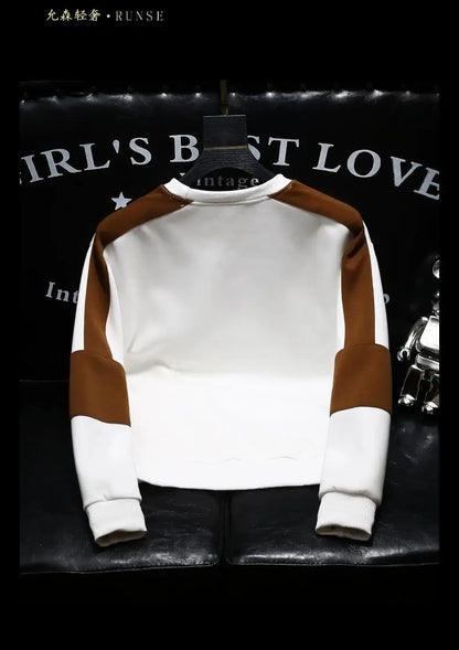 Kontrast Patchwork Plus Größe Trend Hoodies Sweatshirts männer Frühling Herbst Langarm Harajuku Tops Mode Lässig Männer Kleidung