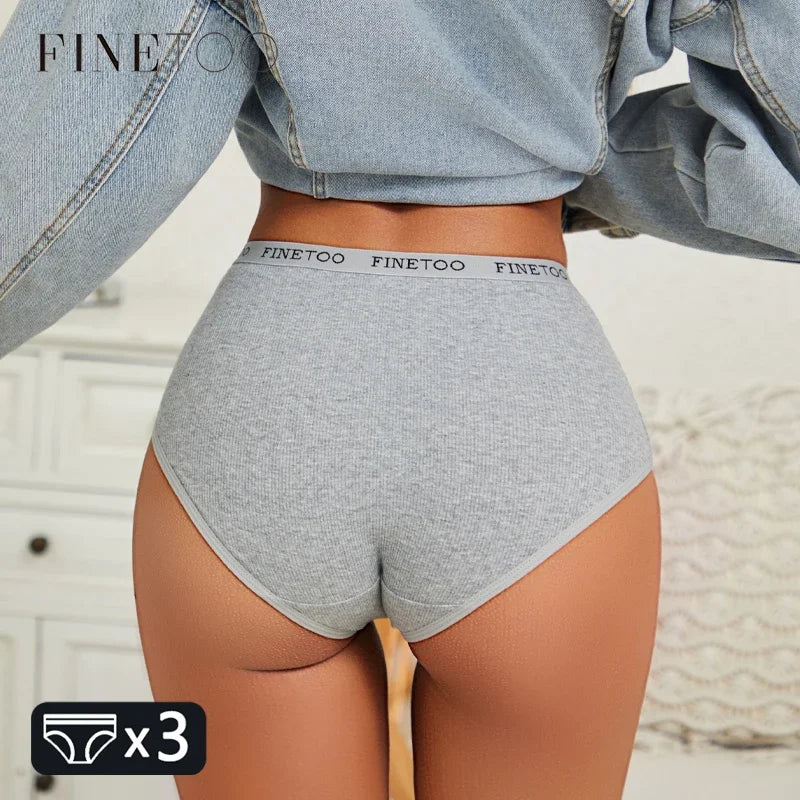 3Pcs Plus Size Cotton Underwear Sexy Striped Mid Waist Panties Breathable Stretch Belt Briefs Female Comfort Lingerie Shorts New.