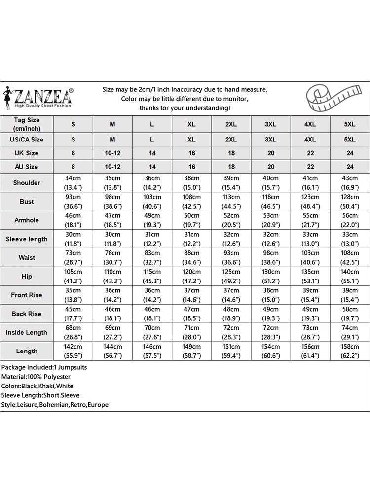 ZANZEA Street Fashion Elegant Womens Jumpsuits Sqaure Neck Short Sleeve Fitted Waist Wide Leg Pant Overalls Summer Streetwear.