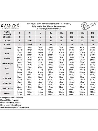 ZANZEA Street Fashion Elegant Womens Jumpsuits Sqaure Neck Short Sleeve Fitted Waist Wide Leg Pant Overalls Summer Streetwear.