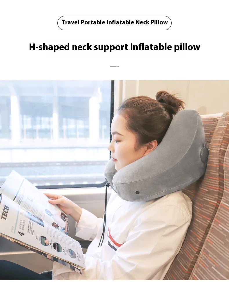Outdoor U Shaped Memory Foam Neck Pillow Adjustable Portable Multifunctional Airplane Sleeping Support Massage Protection Pillow.