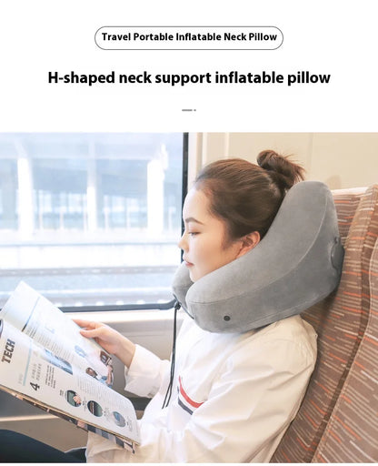 Outdoor U Shaped Memory Foam Neck Pillow Adjustable Portable Multifunctional Airplane Sleeping Support Massage Protection Pillow.