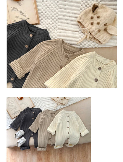 2025 herbst Pullover Neugeborene Mädchen Jungen Ein Stück Kleidung Stricken Strampler Solide Baby Jungen Overall Verdicken Strickwaren Outfits.