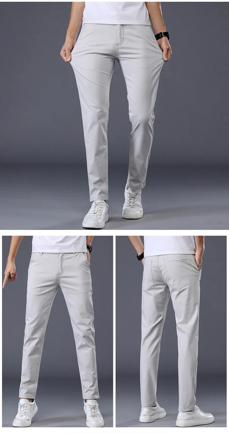 Thin Men's Pants Classic 7 Colors Summer New Casual Pant Business Fashion Stretch Cotton Slim Brand Male Trousers.