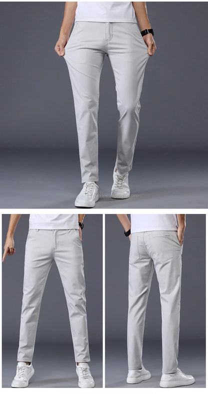 Thin Men's Pants Classic 7 Colors Summer New Casual Pant Business Fashion Stretch Cotton Slim Brand Male Trousers.