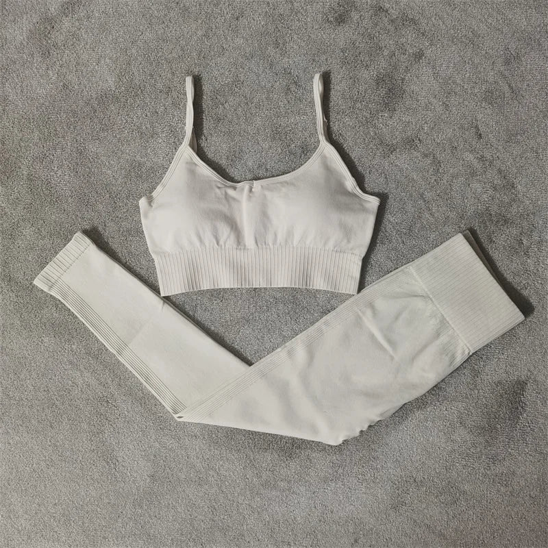 Fitness Yoga Set Seamless Sport Women's Sportswear High Waist Leggings Workout Outfits Two Piece Shorts Sets Womens Gym Clothing