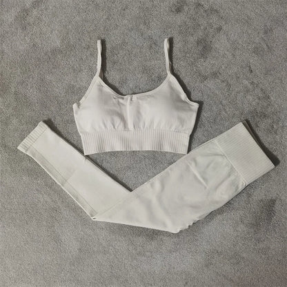 Fitness Yoga Set Seamless Sport Women's Sportswear High Waist Leggings Workout Outfits Two Piece Shorts Sets Womens Gym Clothing