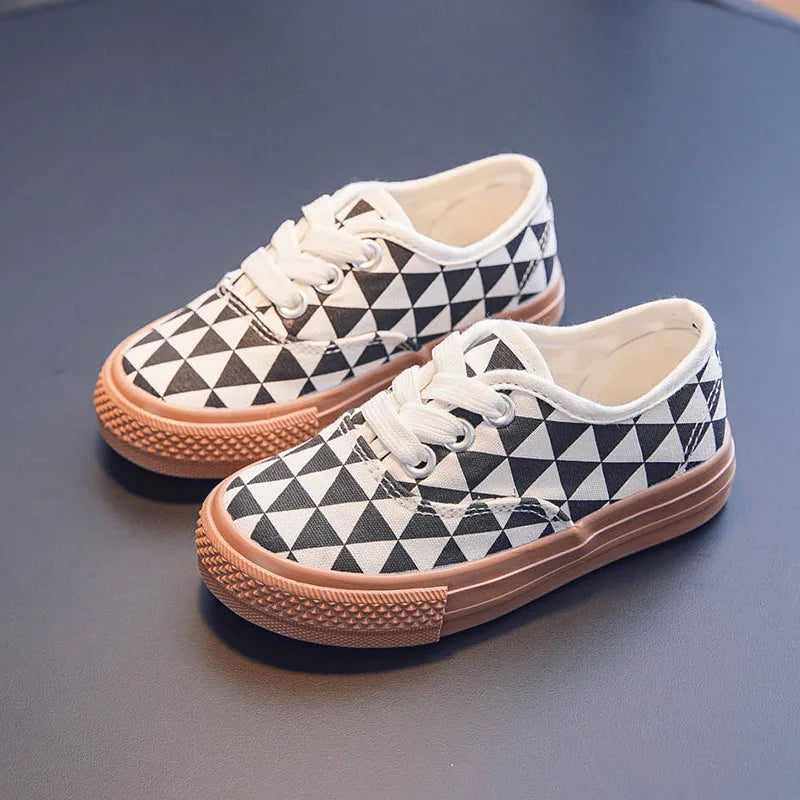 Children's Canvas Shoes Boys Shoes Plaid Plate Shoes Spring and Summer New Girls Shoes Baby Casual Shoes Children's Shoes.