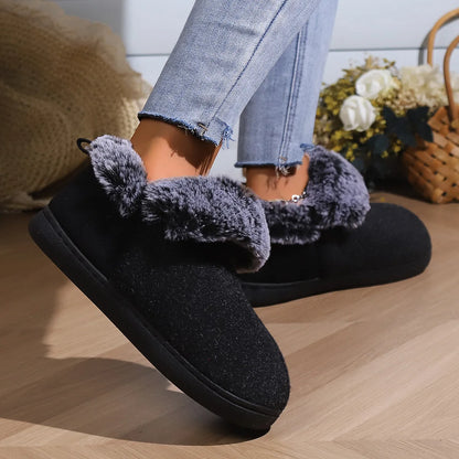 Smile Pop New Men Plush Slippers Indoor Fluffy Fur Home Men Slippers Outdoor Warm Closed Soft Non-slip Fuzzy Winter Men Shoes.