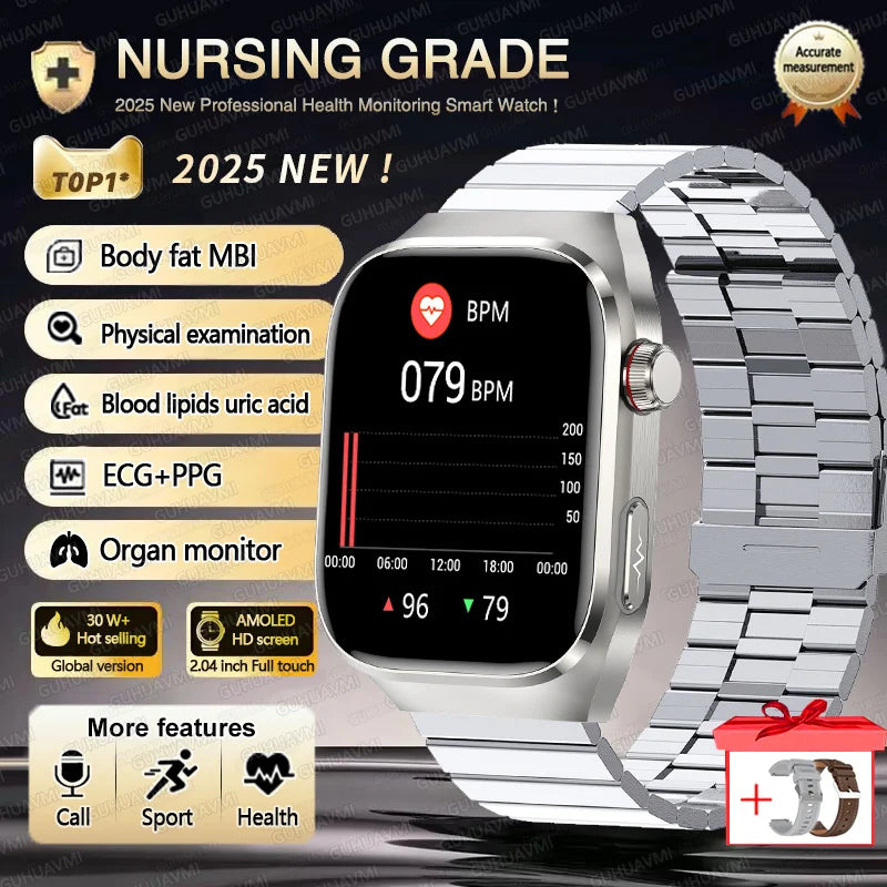 2025 New For Huawei Three highs Blood Pressure Smartwatch ECG Uric Acid Heart Rate Clock Body Analysis Health Monitoring Watches