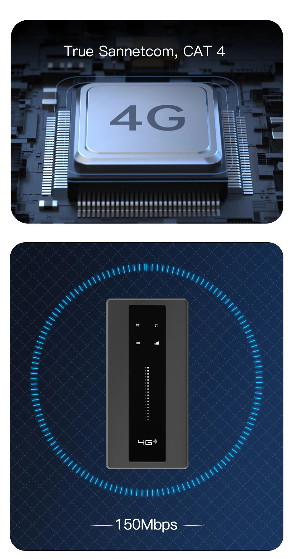 KuWFi Mobile Wifi Router 10000mAh Portable Lte Router CAT4 Outdoor Travel Pocket Wifi Hotspot with RJ45 TS9 Antenna Port WPS.