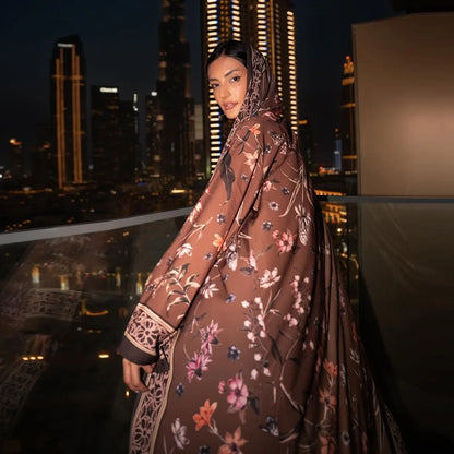 2025, Sommer-Strickjacke mit arabischem Blumenmuster für muslimische Frauen, elegante Dubai-Hijab-Abaya mit innerem islamischem Urlaubsoutfit, neues Türkei-Kleid.