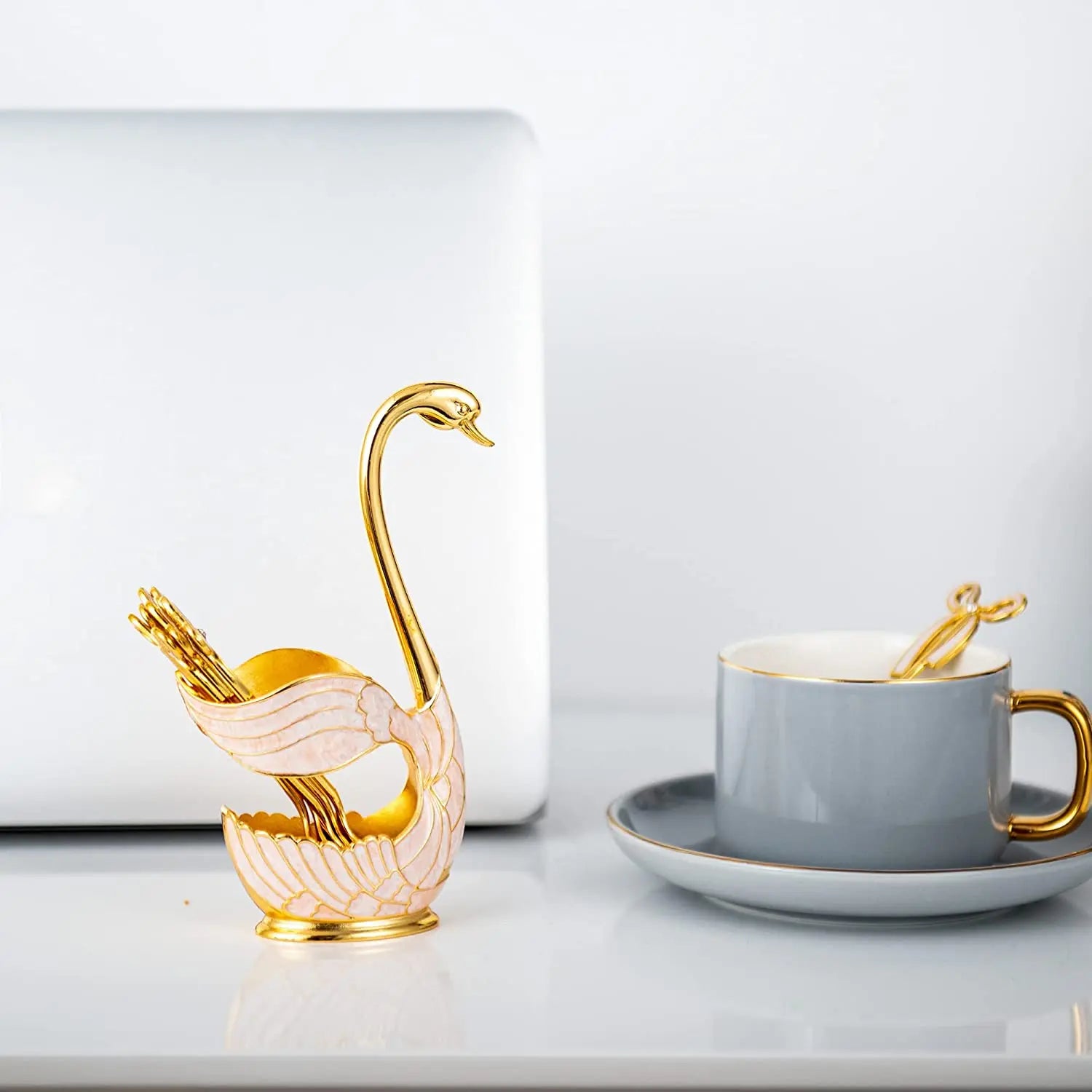 Swan-Shaped Cutlery Holder, Elegant Spoon and Fork Base, Luxury Tableware Storage, Stylish Kitchen Decor and Organizer for Home.