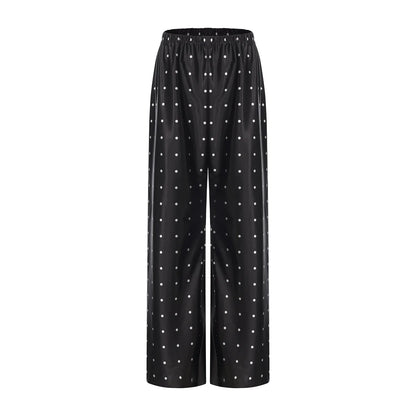 Satin Wide Leg Pants Long Floor Casual Pants Women's Summer