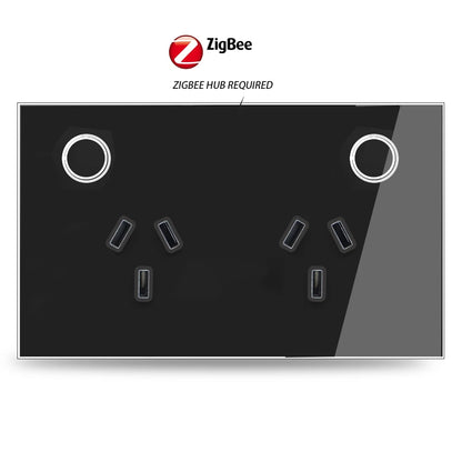 Melery Zigbee Smart Steckdose 2 Wege AU Elektrische Stecker Steckdose 10A Power Touch Sensor Schalter Drahtlose Fernbedienung Alexa Google Hause.