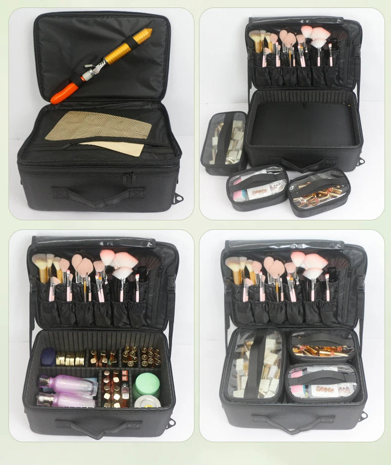 GLADCASE Makeup Case Large Waterproof Makeup Toolbox Professional With Brush Holder Beauty Cosmetic Suitcase Make Up Organizer.