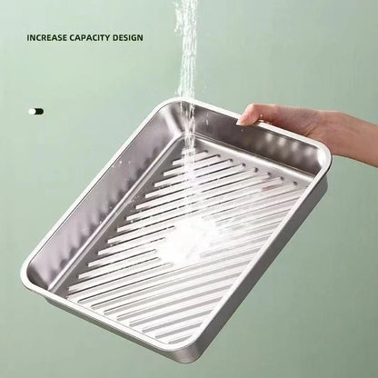 Stainless Steel Rectangular Tray with Lid Multi-Purpose Serving Plate for Dumplings BBQ Catering Food Storage Home Restaurant.