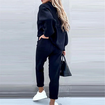 2 Piece Suit Sports for Women's Solid Color Fashion Casual Outfits Set Loungewear Long Sleeve Wide Leg Pants Streetwear.