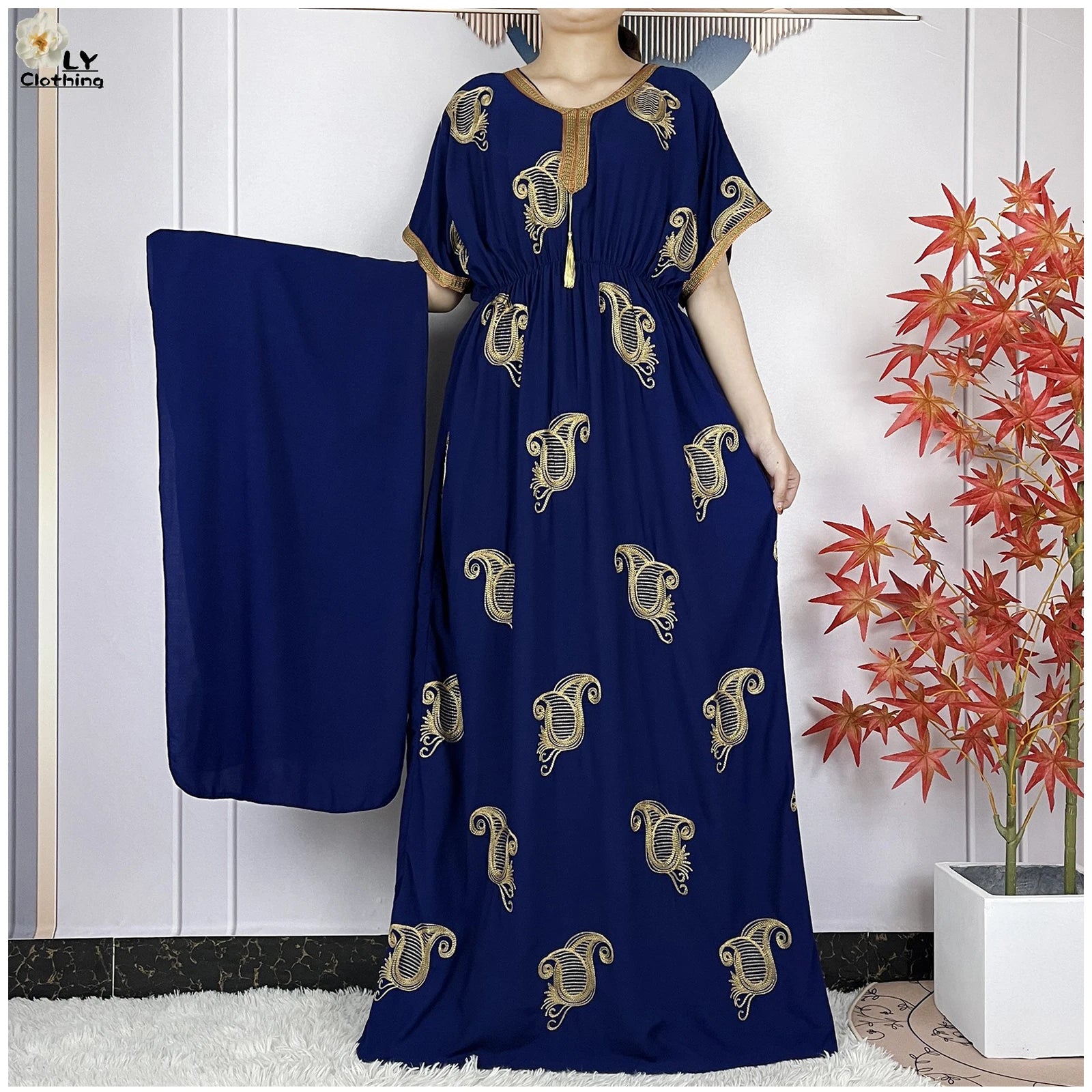 New Dubai Fashion Women Party Evening Dress 2024 Summer Short Sleeve Elasticity Embroidery Femme Robe African Islam Loose Abaya.