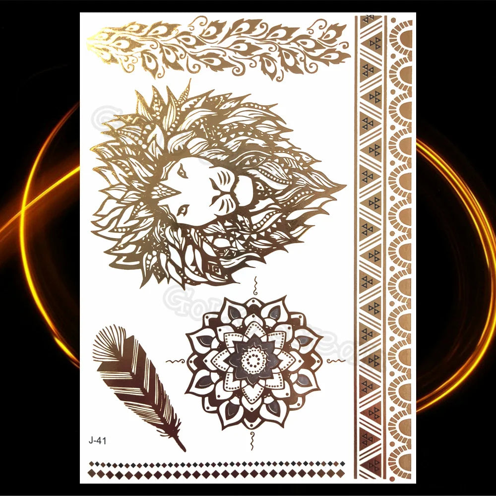 1PC Summer Style Men Women Body Art Gold Metallic Tattoo Sticker HYS-101 Chain Bracelet Fake Jewelry Waterproof Temporary Tattoo