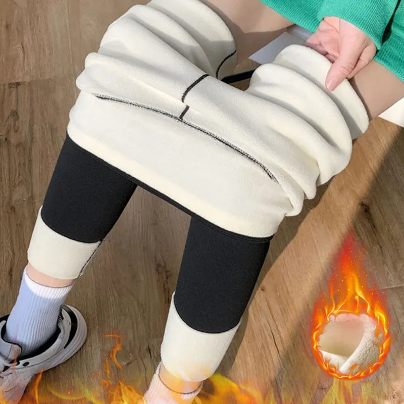 Autumn Winter High Waist Plus Velvet Shark Pants Women Seamless Fleece Warm Leggings Slim Casual Sports Fitness Yoga Leggings