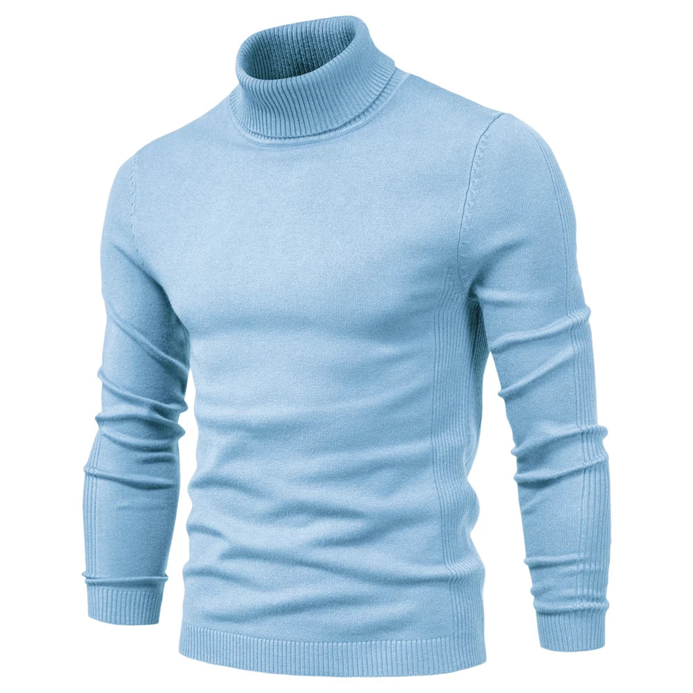 New Winter Turtleneck Thick Mens Sweaters Casual Turtle Neck Solid Color Quality Warm Slim Turtleneck Sweaters Pullover Men