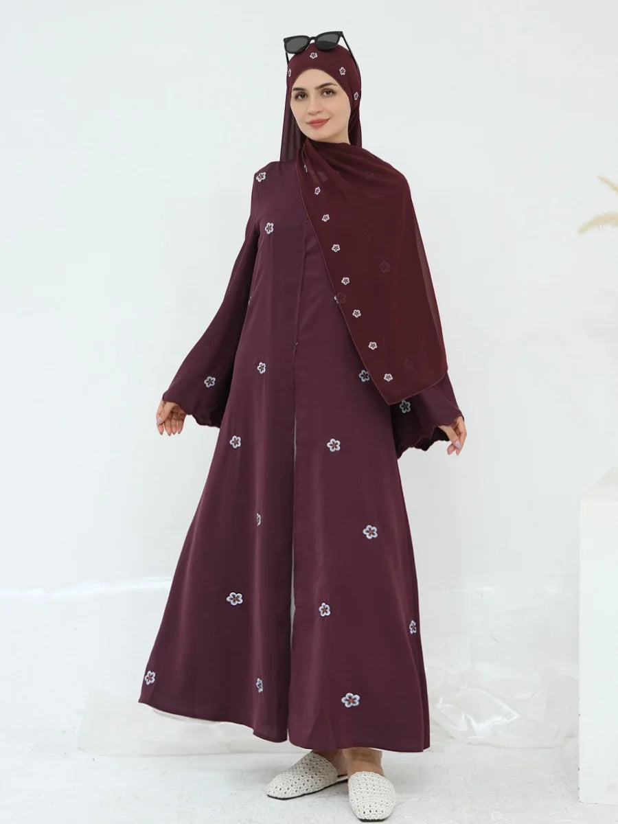 Muslim Women Dubai Abaya Luxury Embroidery With Hijab Long Dress Kimono Cardigan Kaftan Robe Femme Islamic Clothing Kebaya.