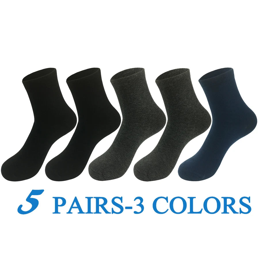 5 Pairs/Lot Socks Men Cotton Dress Wedding Black Grey White Brand Fashion Meias Male Breathable Casual Long Sock Gift 2024 New