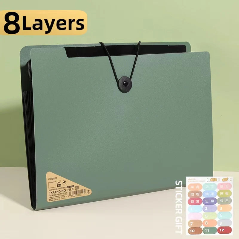 Three Colors Horizontal A4 Folder Students Office Business Trip Multi-layer Large Capacity 5/8/13 Layers Storage Organ Bag.