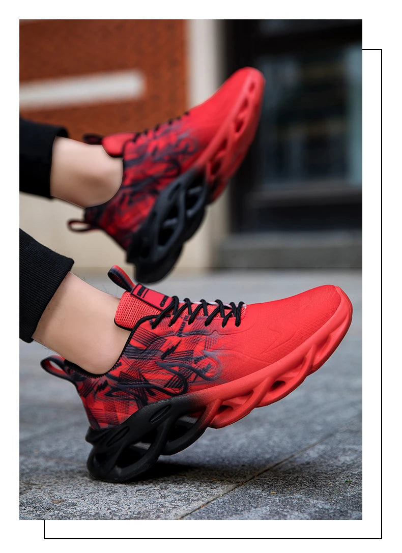 Men Running Shoes Mesh Breathable Flat Cushioning Soft Comfortable Sneakers Outdoor Gym Trendy Casual Jogging Shoes for Men