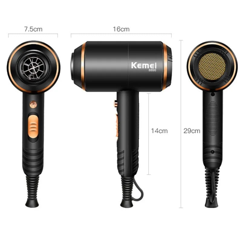 Kemei Powerful Electric Hair Dryer with Overheat Protection System New Hair Drying Machine No Hair Injury Water Ions Hair Blower