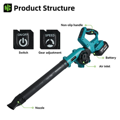 NEWBENY 3 Gänge bürstenloses elektrisches Luftgebläse, kabellos, verstellbare Rotation, Blatt-Schnee-Staubreiniger-Werkzeug für 21 V 18 V Batterie