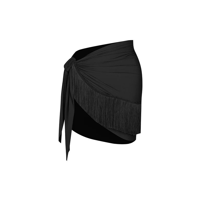 ZYM Off Shoulder Latin Dance Dress Women Long Sleeves Fringe Dress Adult Rumba Dance Practice Wear Performance Clothing DNV22221