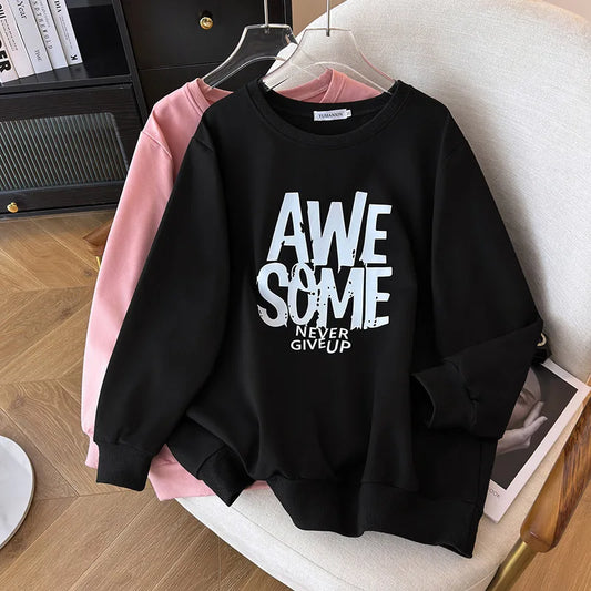 170kg plus size Damen büste Frühling Herbst Winter lose O-Neck Sweatshirt Langarm lässig Top 6xl 7xl 8xl 9xl 10xl 11xl