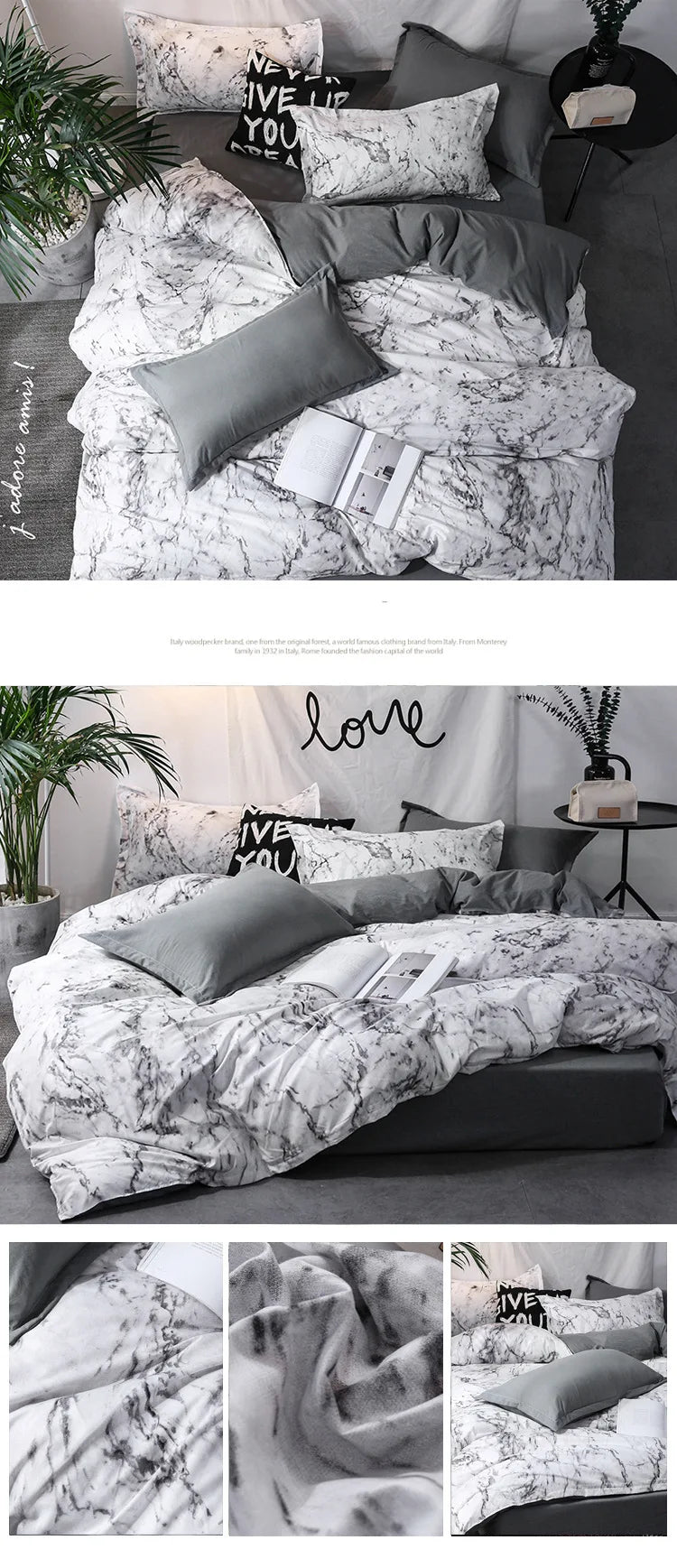 3pcs Duvet Cover Set with Pillow Case Double Comforter Bedding Set Quilt Cover Queen/King Couple or Single Bed.