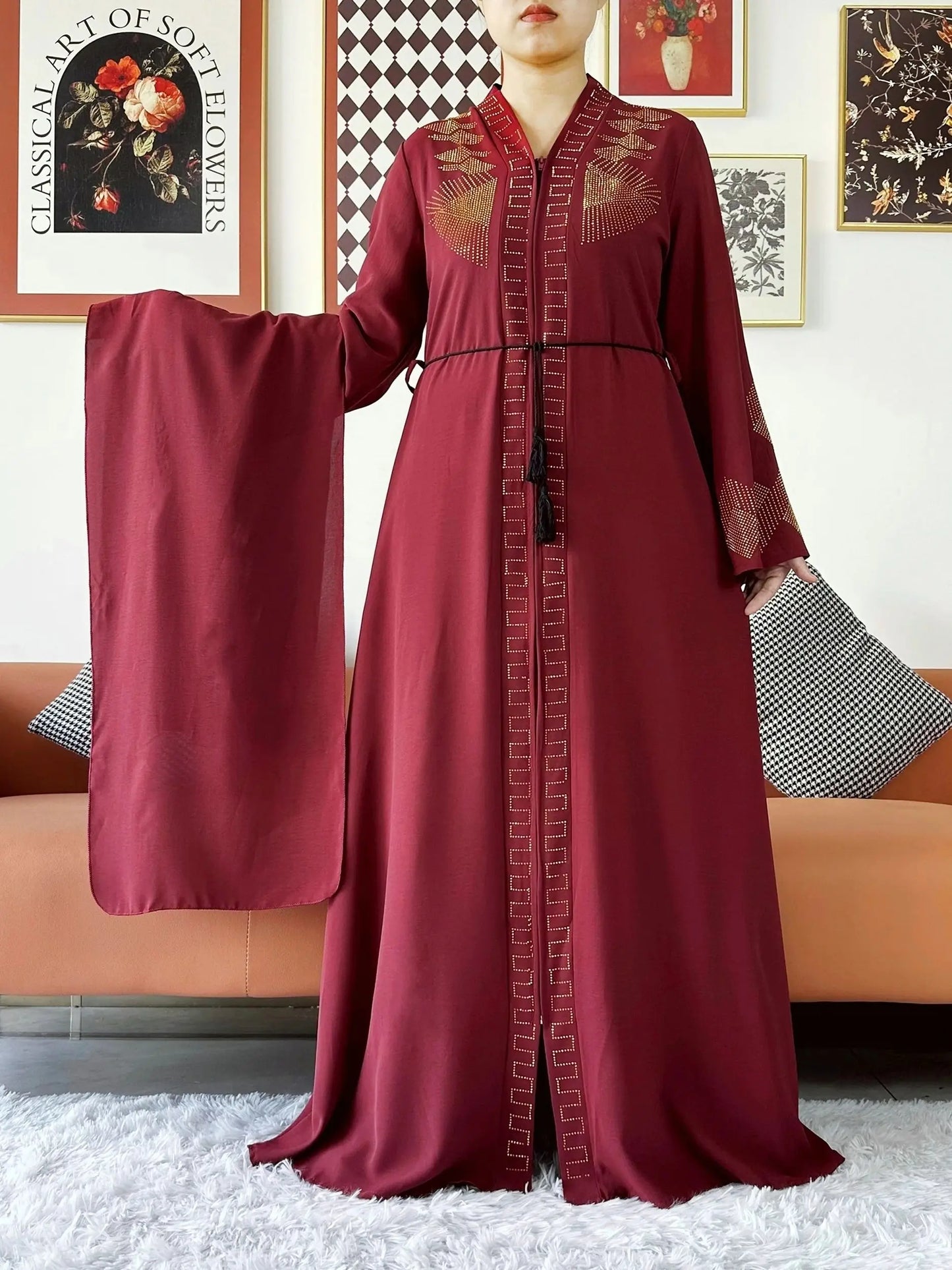 Laxury Design New Women Elegant Dress Chiffon Open Abaya Muslim Women Dress Islamic Clothing Cardigan Abaya Women Muslim Dress
