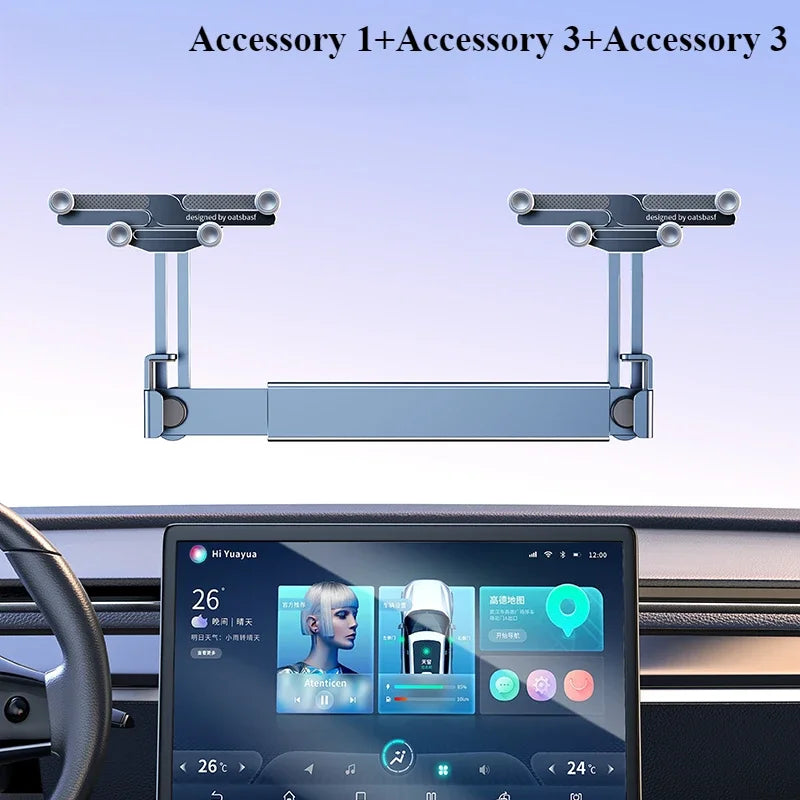 Oatsbasf Dual-position Car Screen Phone Holder Stand Metal Aluminum Adjustable for Tesla Model 3 Highland Y Car Accessories